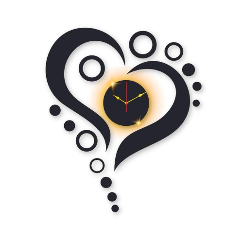 Heart Design Laminated Wall Clock With Backlight
