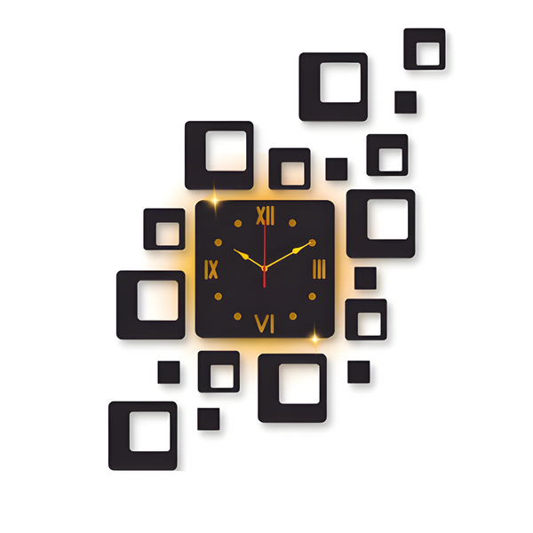 Square Design Laminated Wall Clock With Back Light