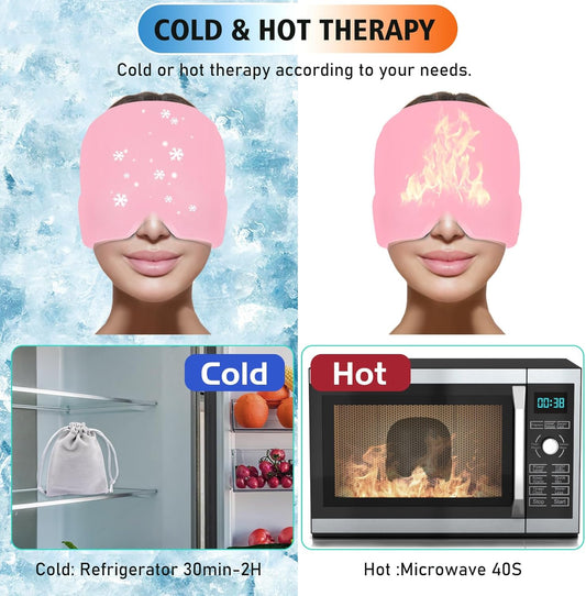 Migraine Relief Cap – Headache Relief Hat For Migraine Relief, Tension, One Size Fits All Headache Cap With Reusable Ice Gel Pack For Puffy Eyes, Stress Relief