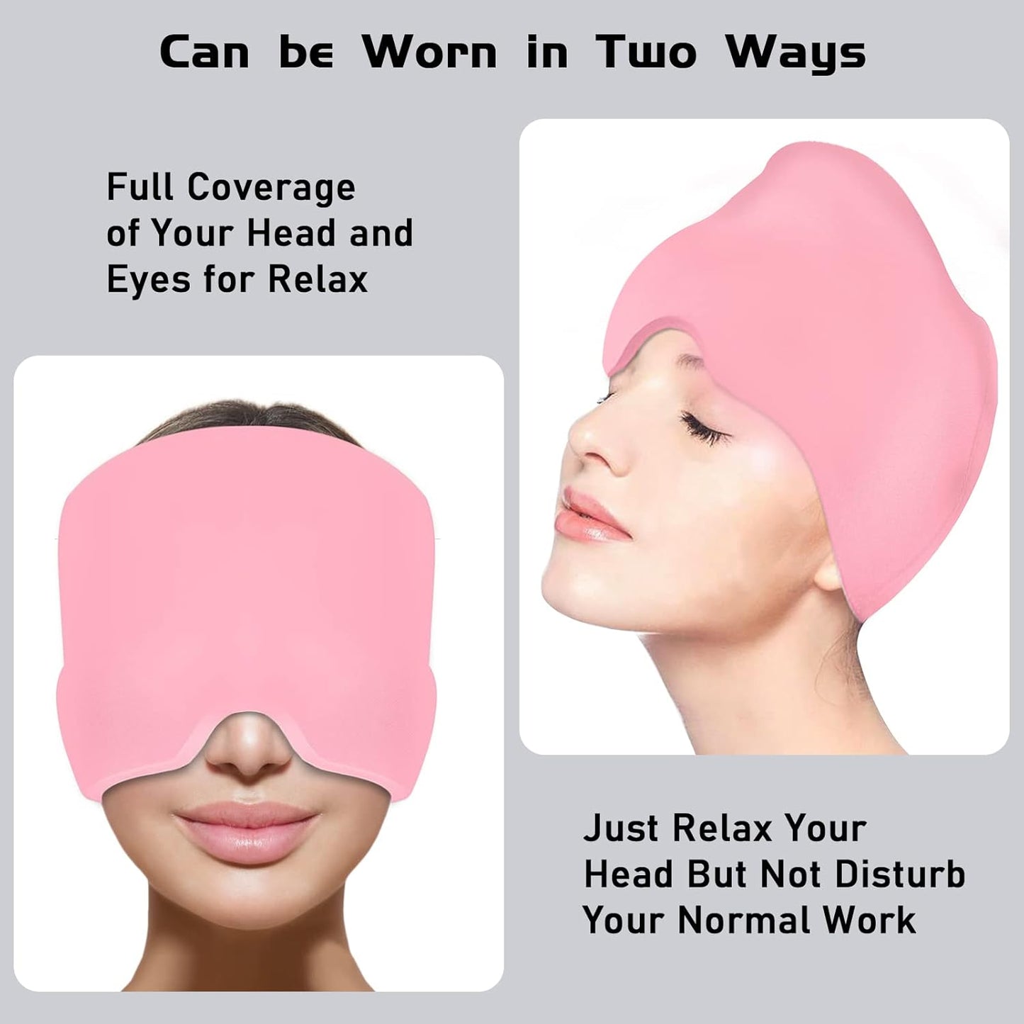 Migraine Relief Cap – Headache Relief Hat For Migraine Relief, Tension, One Size Fits All Headache Cap With Reusable Ice Gel Pack For Puffy Eyes, Stress Relief